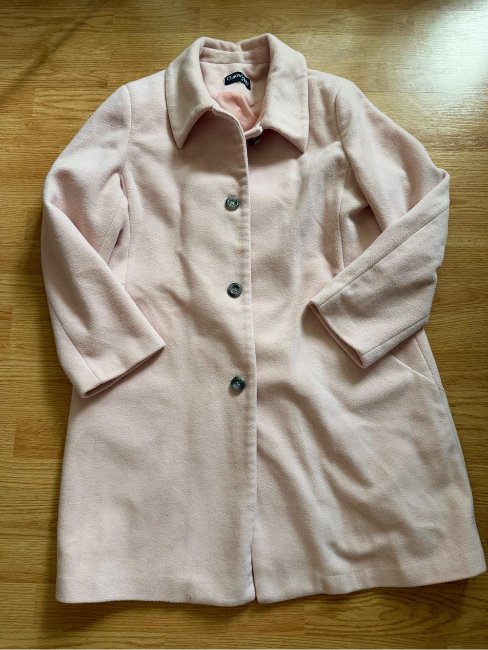 Chadwicks of Boston Pink Wool Blend Pea Coat Plus Size 1X 16W 18W